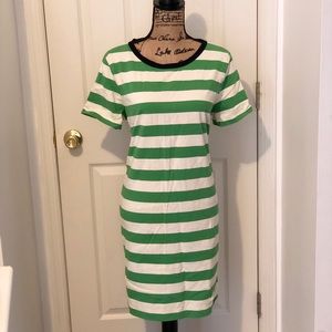 Green and white stripped t-shirt dress
